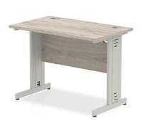 Impulse 1000x600 Grey Oak Silver Cable Leg
