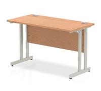 Impulse 1200 x 600mm Straight Desk Oak Top Silver Cantilever Leg MI002648