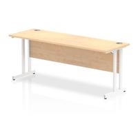 Impulse 1800 x 600mm Straight Office Desk Maple Top White Cantilever Leg