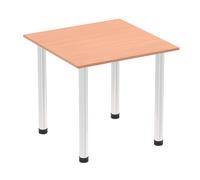 Impulse 800mm Square Table Beech Top Chrome Post Leg