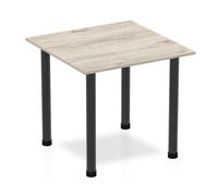 Impulse 800mm Square Table Grey Oak Top Black Post Leg