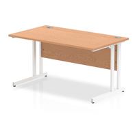 Impulse 1400/800 Rectangle White Cantilever Leg Desk Oak - MI002644