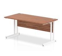 Impulse 1600 x 800mm Straight Office Desk Walnut Top White Cantilever Leg