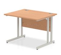 Impulse 1000 x 800mm Straight Desk Oak Top Silver Cantilever Leg MI000805