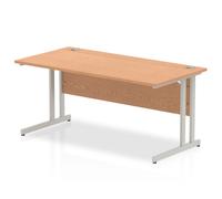 Impulse Bench 1600 X 800mm Straight Office Desk Oak Top Silver Cantilever Leg