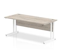 Dynamic Impulse 1800/800 Rectangle White Cantilever Leg Desk Grey Oak