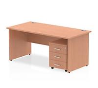 dynamic Impulse Straight Desk Rectangular Beech Base panel 3 Drawers 1 Pedestal 1,200 (W) x 800 (D) x 730 (H) mm MFC (Melamine Faced Chipboard)