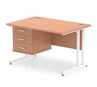 dynamic Impulse Straight Desk Rectangular Beech Cantilever 3 Drawers 1 Pedestal 1,200 (W) x 800 (D) x 730 (H) mm MFC (Melamine Faced Chipboard)