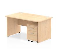 dynamic Impulse Straight Desk Rectangular Maple Base panel 2 Drawers 1 Pedestal 1,400 (W) x 800 (D) x 730 (H) mm MFC (Melamine Faced Chipboard)