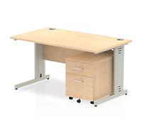 dynamic Impulse Straight Desk Rectangular Maple Cantilever 2 Drawers 1 Pedestal 1,400 (W) x 800 (D) x 730 (H) mm MFC (Melamine Faced Chipboard)