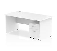 dynamic Impulse Straight Desk Rectangular White Base panel 2 Drawers 1 Pedestal 1,600 (W) x 800 (D) x 730 (H) mm MFC (Melamine Faced Chipboard)