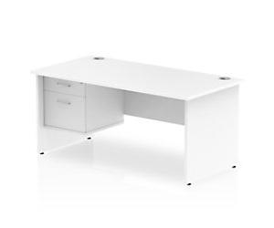 dynamic Impulse Straight Desk Rectangular White Base panel 2 Drawers 1 Pedestal 1,600 (W) x 800 (D) x 730 (H) mm MFC (Melamine Faced Chipboard)