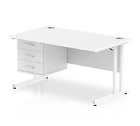 dynamic Impulse Straight Desk Rectangular White Cantilever 3 Drawers 1 Pedestal 1,400 (W) x 800 (D) x 730 (H) mm MFC (Melamine Faced Chipboard)