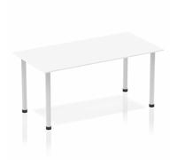 Dynamic Impulse Straight Table 1600 White Post Leg Silver