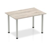 Impulse 1200mm Straight Table Grey Oak Top Silver Post Leg