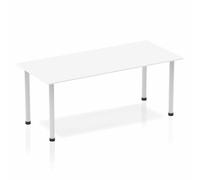 Dynamic Rectangular Straight Table White MFC Post Leg Silver Frame Impulse 1800 x 800 x 725mm