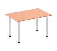 Impulse Impulse 1200mm Straight Table Beech Top Brushed Aluminium Post Leg I0036