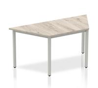 Impulse 1600mm Trapezium Table Grey Oak Top Silver Box Frame Leg I003264