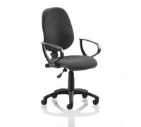Dynamic KC0014 Eclipse I Lever Task Operator Chair with Loop Arms - Black with Loop Arms Matching Bespoke Colour Black Fabric