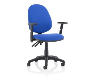 Dynamic KC0028 Eclipse II Lever Task Operator Chair with Height Adjustable Arms - Blue with Height Adjustable Arms Matching Bespoke Colour Blue Fabric