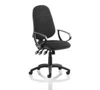 Dynamic KC0032 Eclipse XL III Lever Task Operator Chair with Loop Arms - Black with Loop Arms Matching Bespoke Colour Black Fabric