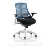 Dynamic KC0060 Flex Frame Fabric Operator Chair with Arms - White/Black/Blue Blue None Black