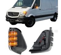 Dynamic LED Wing Mirror Indicator for Benz Sprinter W906 2006-2018, BR907/910 2018-2025, V-W C-rafter 2006-2017, MAN TGE 2006-2017, Sequential Turn Signal Light Plug&Play OEM Replacement(Smoked Lens)