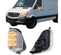 Dynamic LED Wing Mirror Indicator for Benz Sprinter W906 2006-2018, BR907/910 2018-2025, VW C-rafter 2006-2017, MAN TGE 2006-2017, Sequential Turn Signal Light Plug & Play OEM Replacement (Clear Lens)