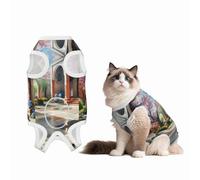 Dynamic Lighting During Cherry Blossom Season Dog Surgery Suit Recovery Suit, 100% Cotton Breathable Full Body Dog & Cat Surgical Suit with Cute Prints, Male & Female Pets Small