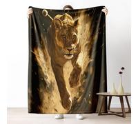 Dynamic Lion Sherpa Fleece Blanket Dust Trail Flannel Throw Blanket Soft Mocha Brown Plush Blanket for Bed Sofa, Warm Winter Bedding for Adults, 220x240 cm