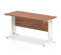 Impulse 1400x600 Walnut White Cable Leg