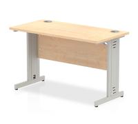 Impulse 1200 x 600mm Straight Office Desk Maple Top Silver Cable Managed Leg