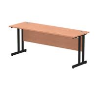 Impulse 1800 x 600mm Straight Desk Beech Top Black Cantilever Leg