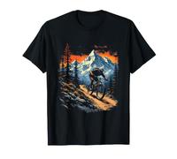 Dynamic Mountain Biker in Scenic Sunset Landscape T-Shirt