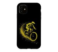 Dynamic Mountain Biker in Yellow Abstract Motion Case for iPhone 11