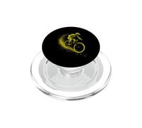 Dynamic Mountain Biker in Yellow Abstract Motion PopSockets PopGrip for MagSafe