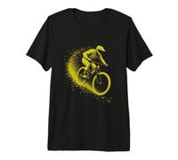Dynamic Mountain Biker in Yellow Abstract Motion Premium T-Shirt