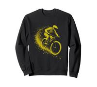 Dynamic Mountain Biker in Yellow Abstract Motion Sweatshirt