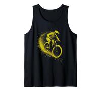 Dynamic Mountain Biker in Yellow Abstract Motion Tank Top