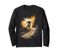 Dynamic Mountain Biker Jumping in Dust Cloud Long Sleeve T-Shirt