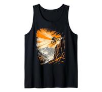 Dynamic Mountain Biker Soaring Over Cliff at Sunset Tank Top