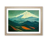 Dynamic Mountain Landscape Framed Print | A3 Oak Framed Wall Art | Ready to Hang | Modern Landscape Picture | Living Room Bedroom Lounge Office