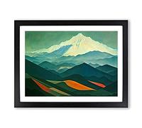 Dynamic Mountain Landscape Framed Wall Art Print A2 Black