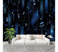 Dynamic Music Theme Mural Wallpaper for Living Room TV Backdrop Office Hotel Wall Decoration Poster Black Wall Panoramic Mural Non-Woven Photo Wallpaper 350x256cm