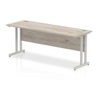 Dynamic Impulse 1800/600 Rectangle Silver Cantilever Leg Desk Grey Oak