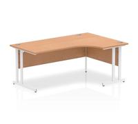 Impulse 1800mm Right Crescent Desk Oak Top White Cantilever Leg I002847