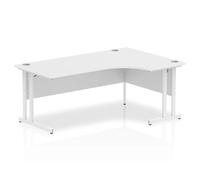 Impulse 1800mm Right Crescent Office Desk White Top White Cantilever Leg