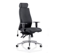 Dynamic OP000094 Onyx Ergo Posture Chair with Arms and Headrest - Black Matching Bespoke Colour Black Fabric with Headrest