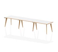 Oslo 1200mm Single Row 3 Person Office Bench Desk White Top Natural Wood Edge Wh