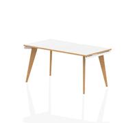 Oslo 1400mm Single Starter Desk White Top Wood Edge White Frame